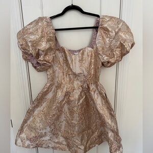 &merci Puffy Sleeve Brocade Dress
